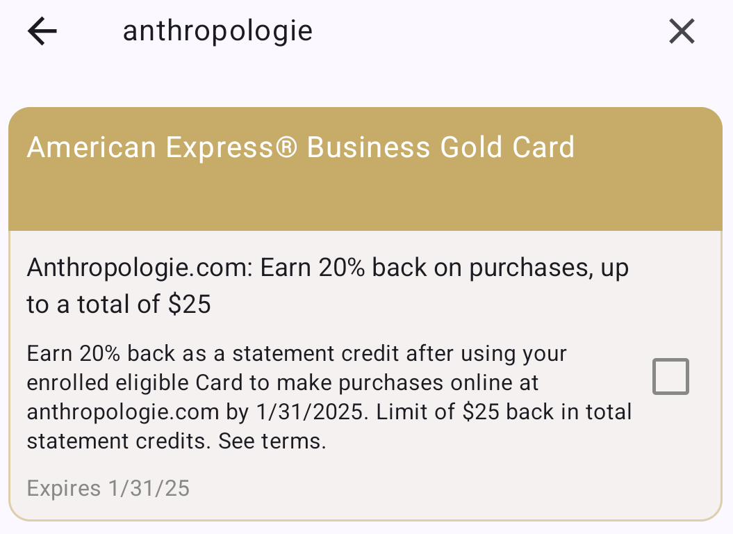 CardPointers correct Amex Offer details