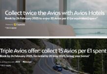 Avios 20x hotel bookings 15x car rentals