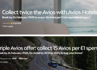 Avios 20x hotel bookings 15x car rentals