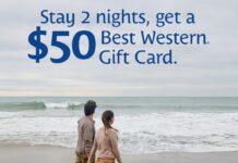 Best Western promotion $50 bonus card when staying 2 nights