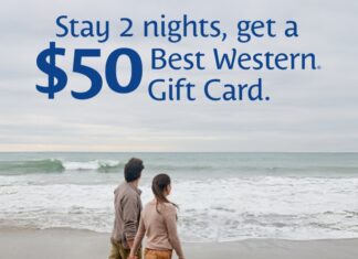 Best Western promotion $50 bonus card when staying 2 nights