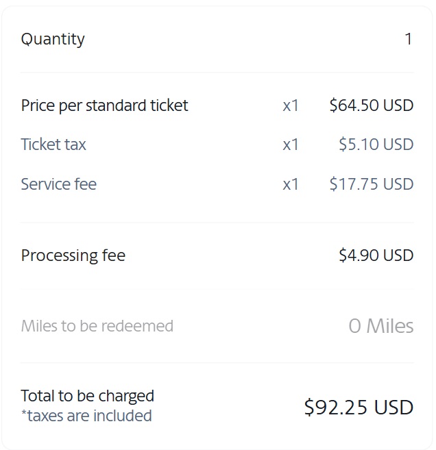 Billy Joel & Sting ticket price in cash