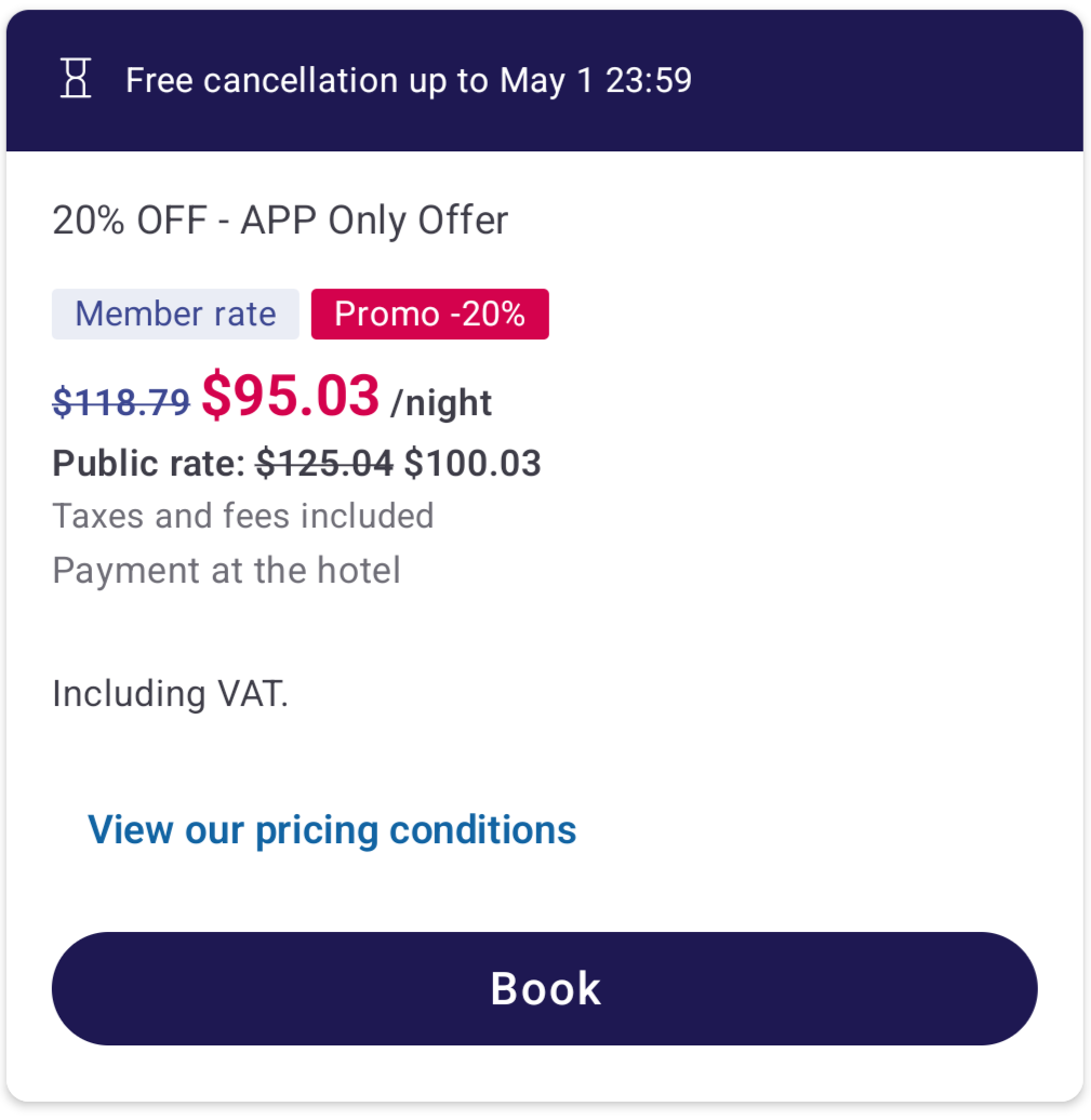 Mercure Aberdeen Caledonian Hotel app pricing