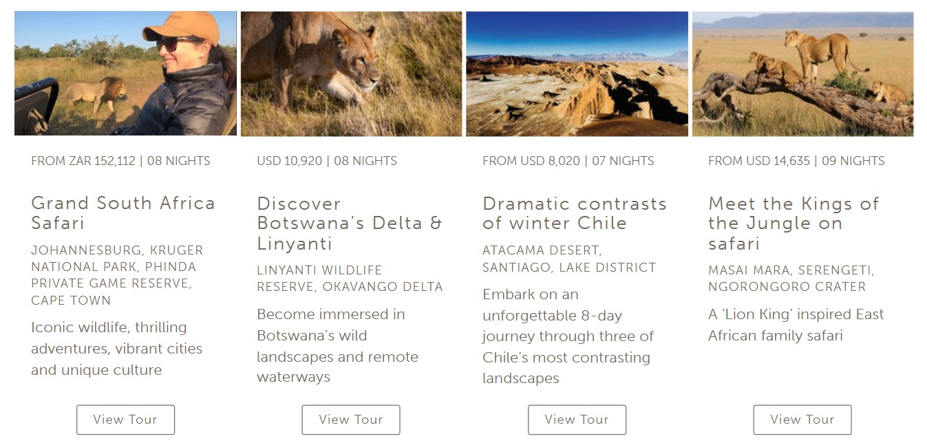 Some of the &Beyond itineraries