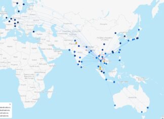 Thai Airways Route Map via Flight Connections