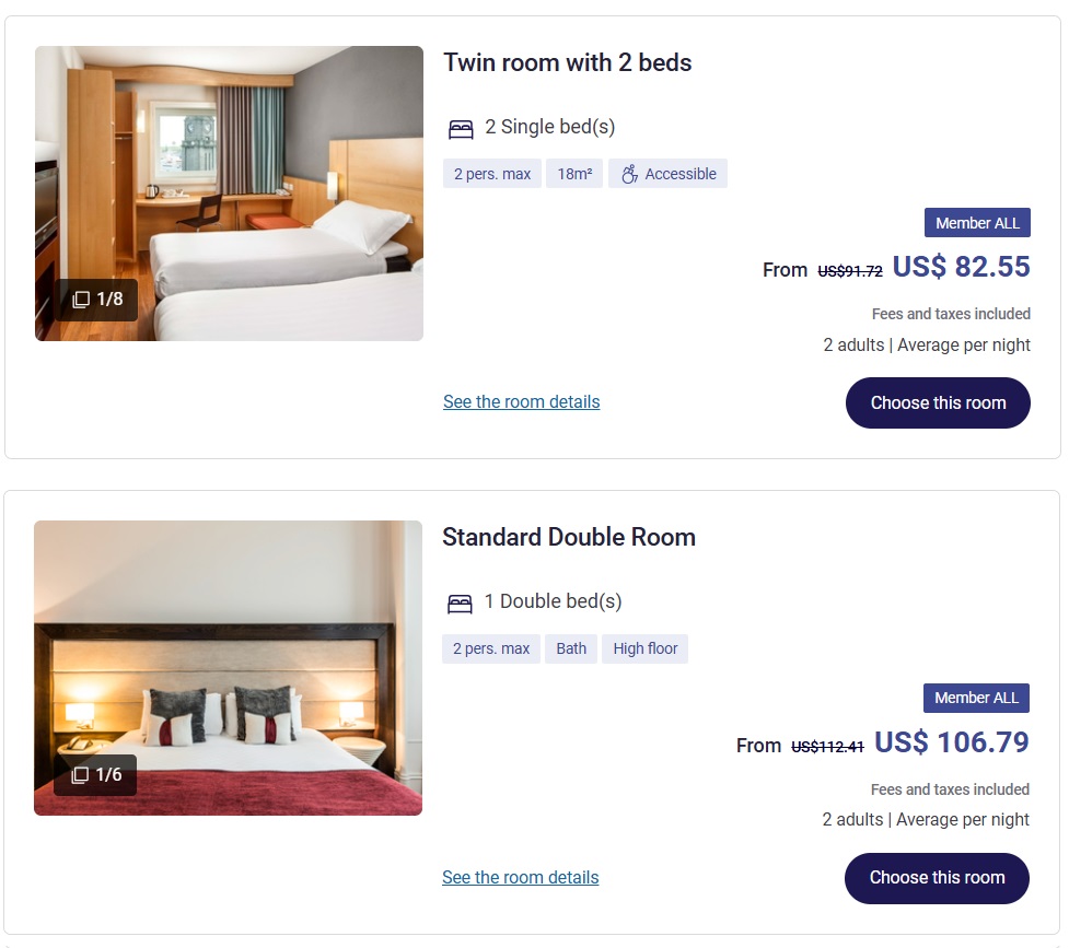 Top screenshot is the Ibis Aberdeen Centre - Quayside, below screenshot is the Mercure Aberdeen Caledonian Hotel