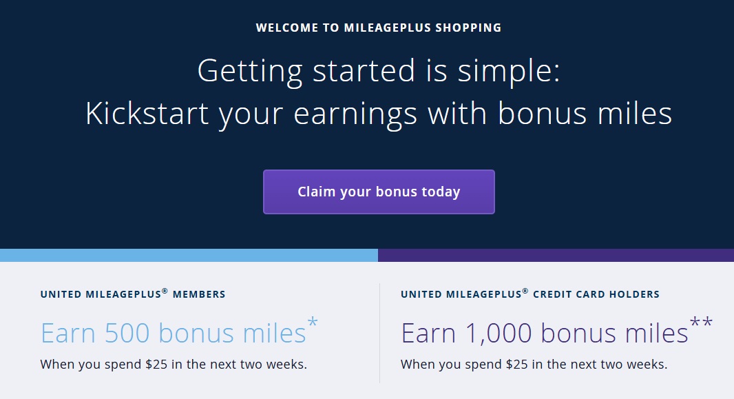 United MileagePlus shopping portal bonus