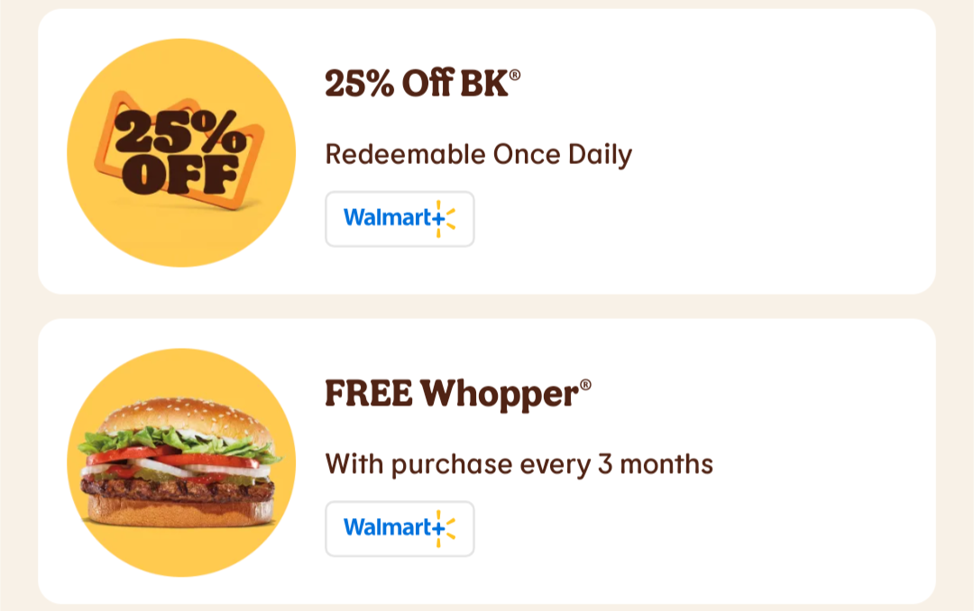 Walmart Plus Burger King partnership discounts