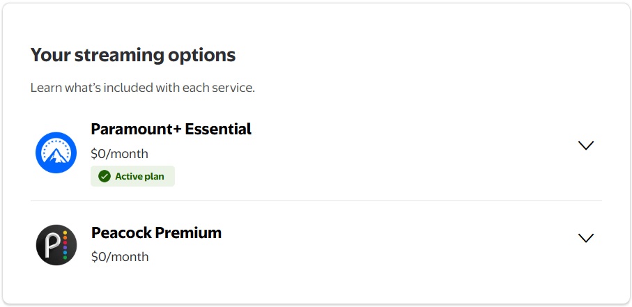 Opciones de servicio de transmisión Walmart Plus Paramount Plus Peacock Premium