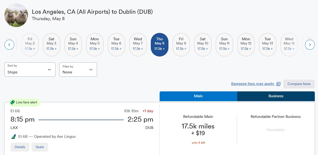 Alaska Airlines Global Escapes March 2025 LAX-DUB