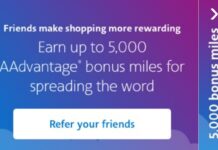 American Airlines shopping portal referral promotion