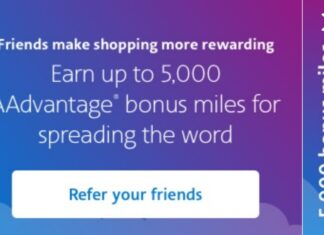 American Airlines shopping portal referral promotion