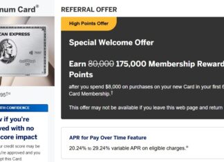 Amex Platinum 175k referral offer