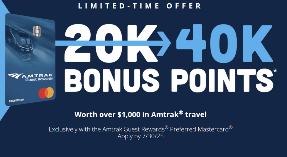 Amtrak card’s highly valuable 40K offer returns
