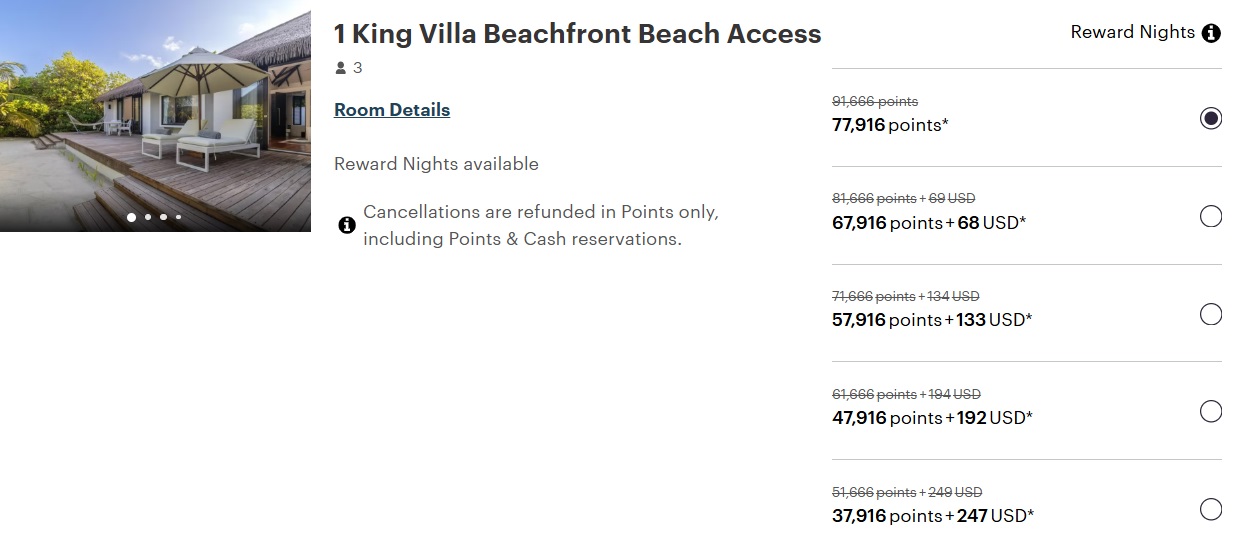 Award pricing at Noku Maldives