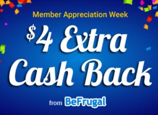 BeFrugal bonus cashback promotion