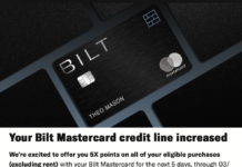 Bilt credit limit increase bonus points