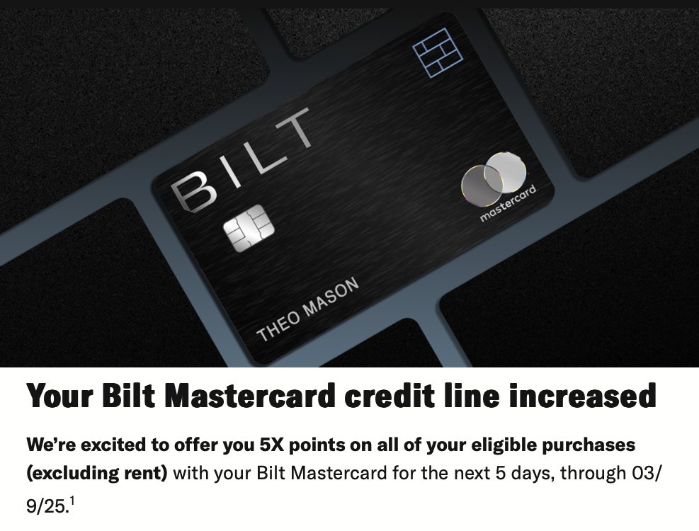 Bilt credit limit increase bonus points