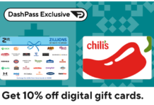 DoorDash 10% off third party gift cards