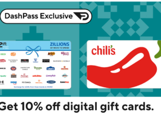 DoorDash 10% off third party gift cards