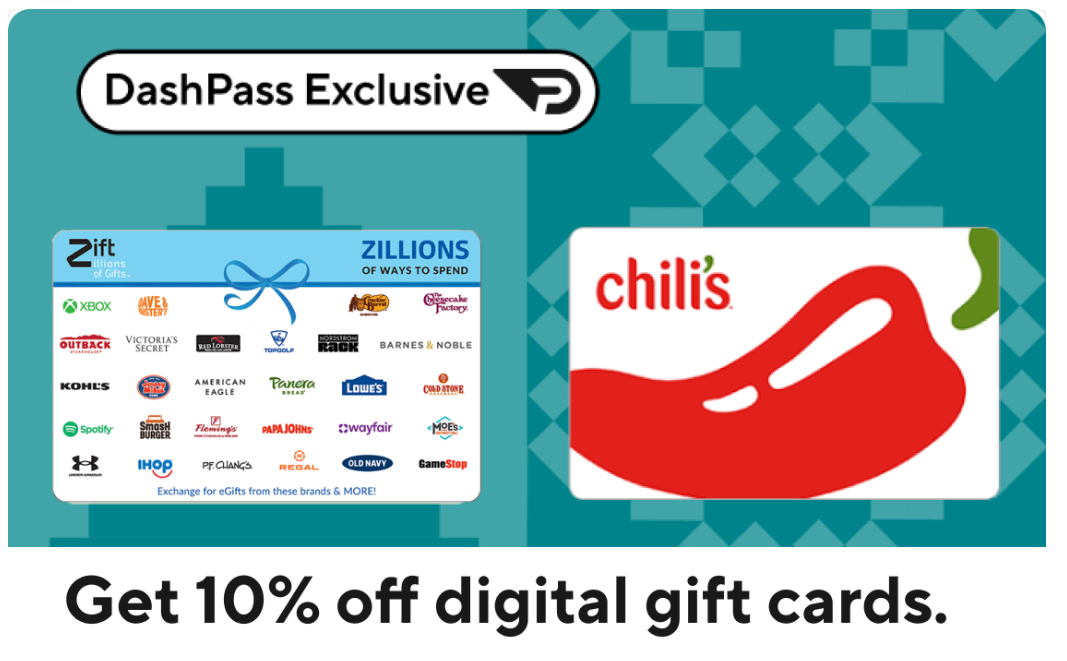 DoorDash 10% off third party gift cards