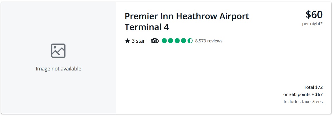 Premier Inn - Chase Travel pre tax