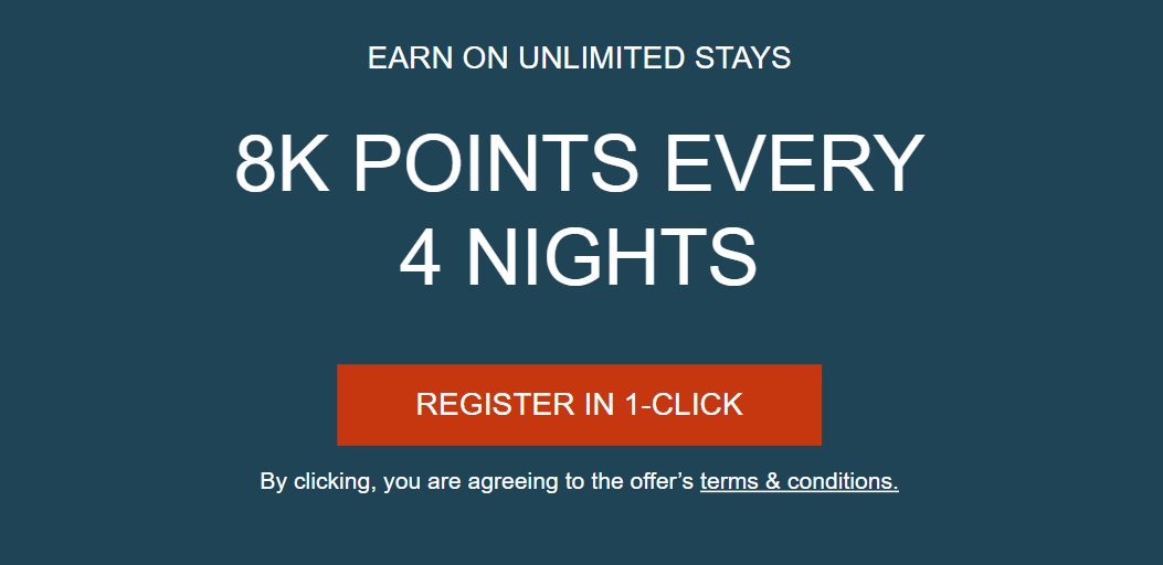 IHG One Rewards promo 2 nights 2k points 4 nights 8k points email