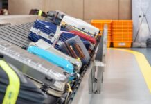 Luggage carousel airport suitcases