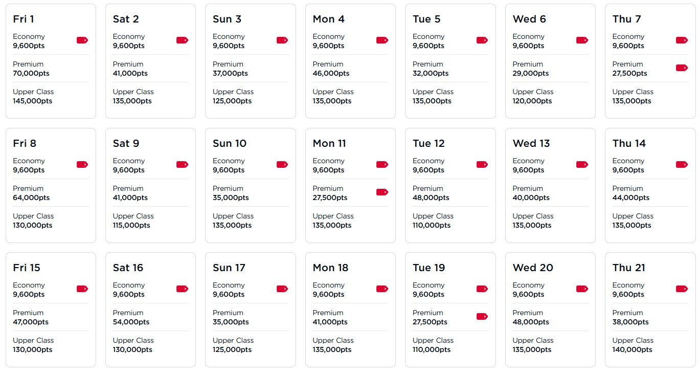 Virgin Atlantic award sale to from UK 4,800 points - availability in August