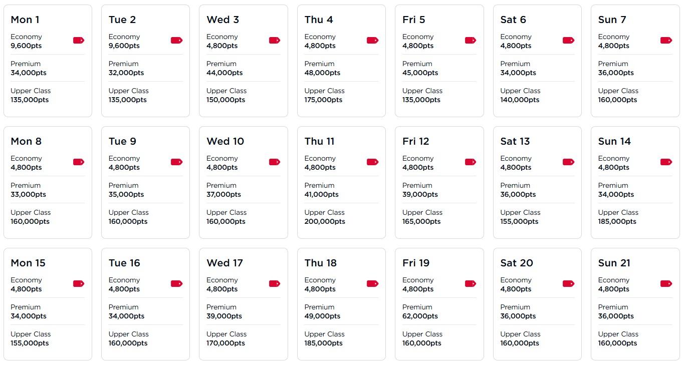 Virgin Atlantic award sale to from UK 4,800 points - availability in September