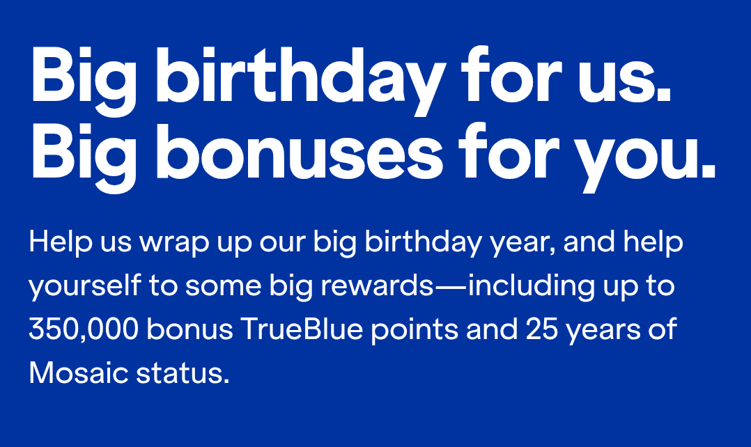 Awesome JetBlue promo: Earn up to 350K points + 25 years of TrueBlue status