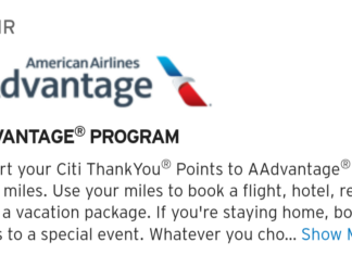 American Airlines ThankYou transfers Citi Prestige Strata Premier Strata Elite