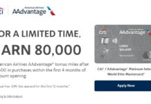 Citi AAdvantage Platinum Select 80,000 mile welcome offer