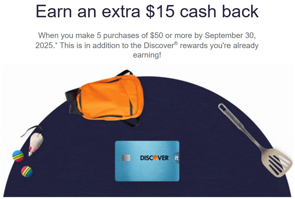 Discover bonus cashback $15 5x $50