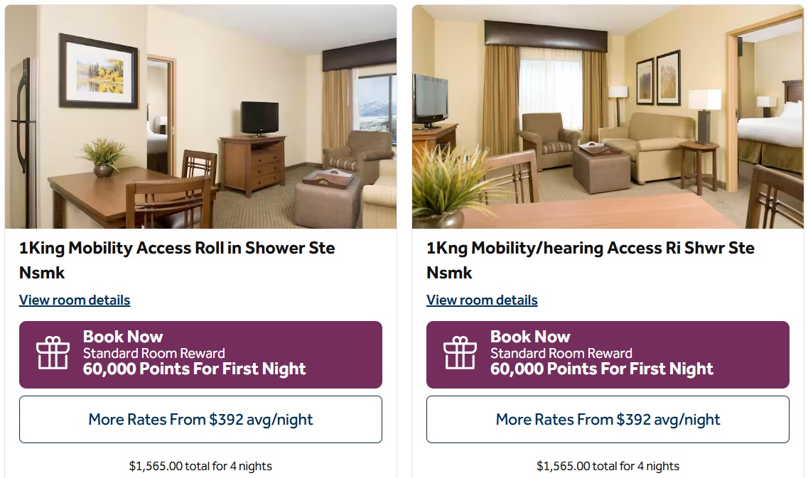 Hilton Honors award pricing - Homewood Suites Bozeman award pricing.