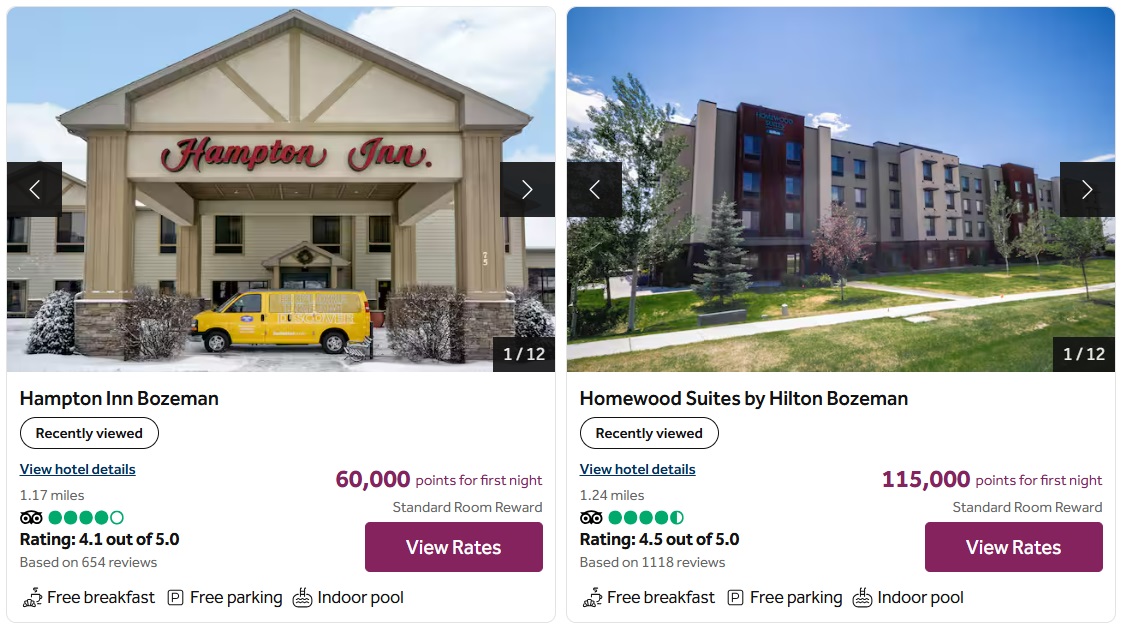 Hilton Honors award pricing later