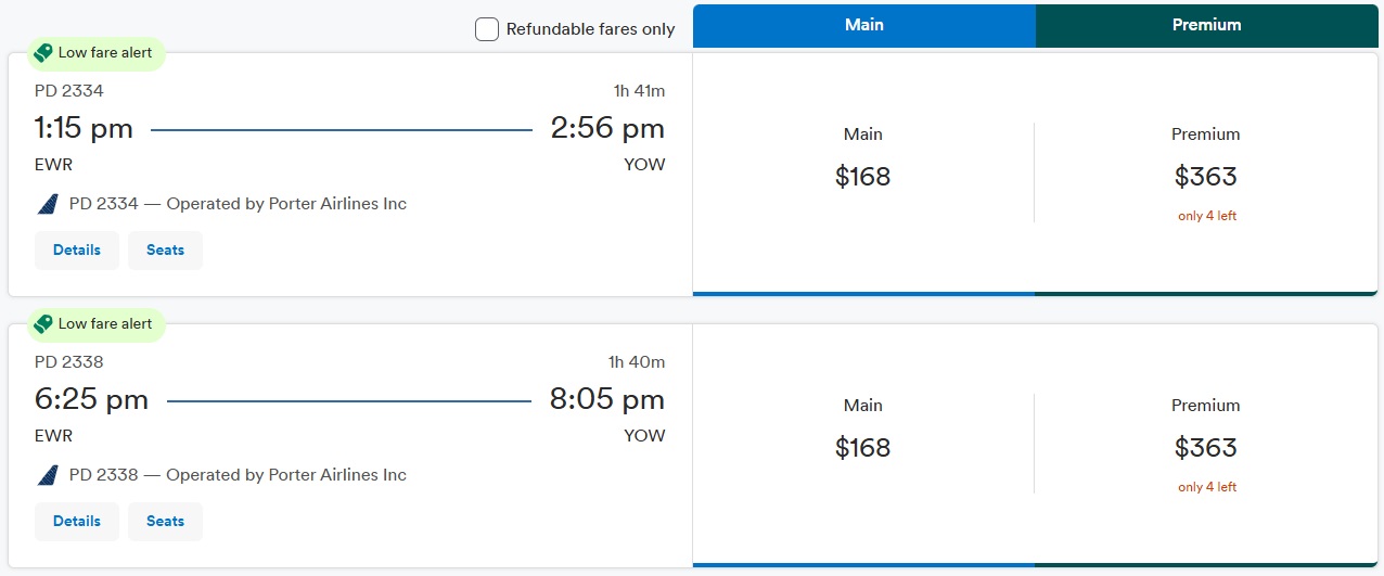 Porter Airlines cash