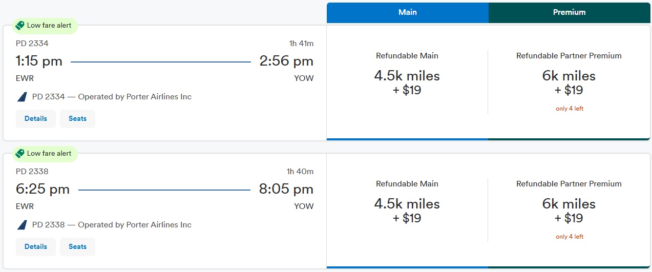 Porter Airlines miles