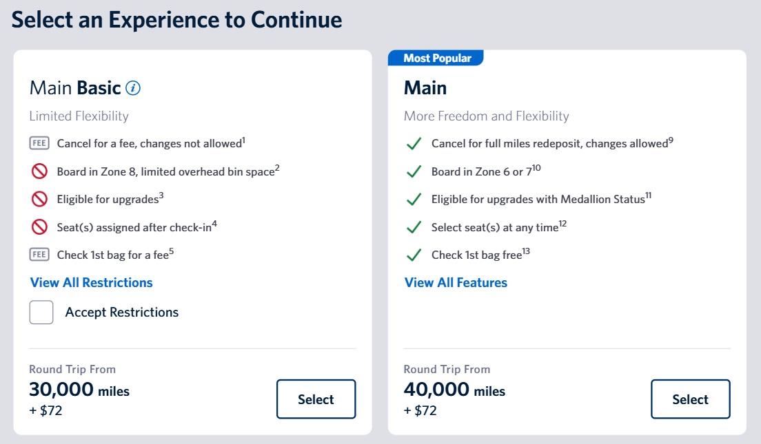 Delta flash sale Main Basic vs Main