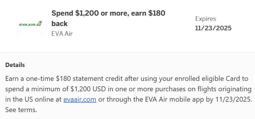 EVA Air Amex Offer