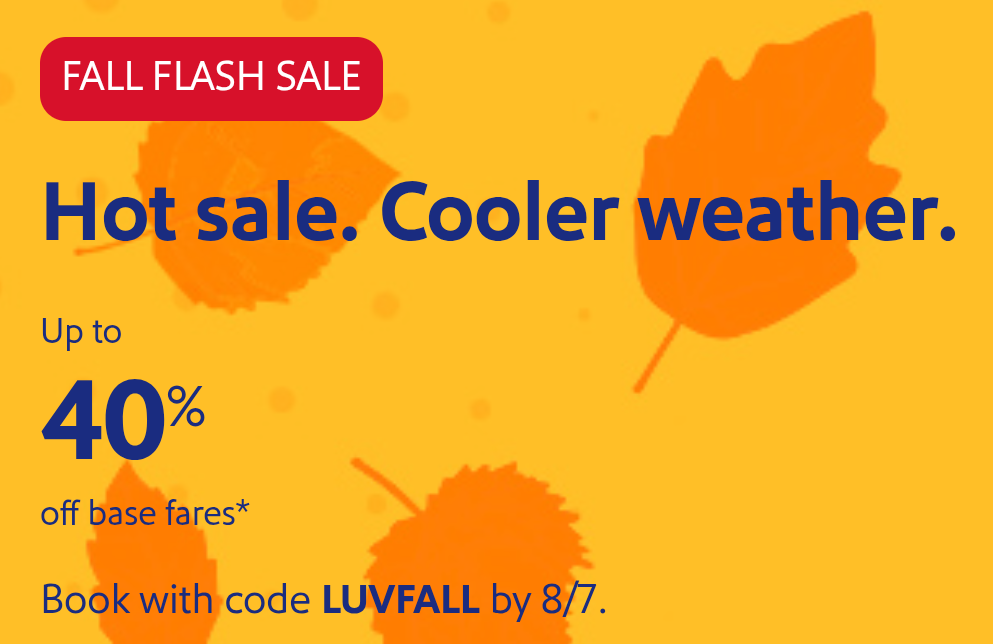 Southwest promo code LUVFALL