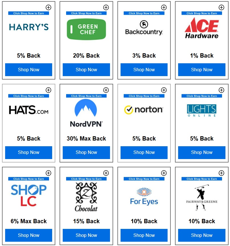 Barclays Simple Earn card linked offers Click Shop Now To Earn examples