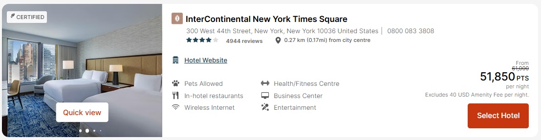 IHG 15% off sale InterContinental New York Times Square