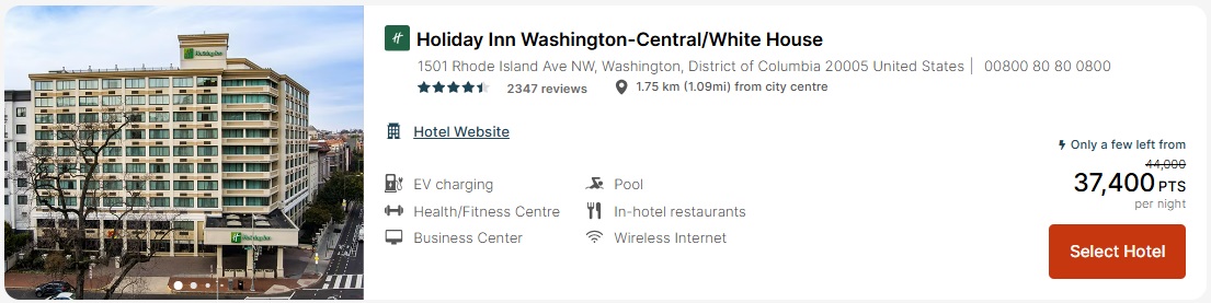 IHG 15% off sale Washington-Central White House