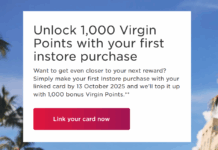 Virgin Atlantic Shops Away 1,000 bonus points card linked offer