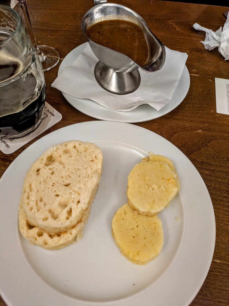 All you can eat dumplings and goulash sauce