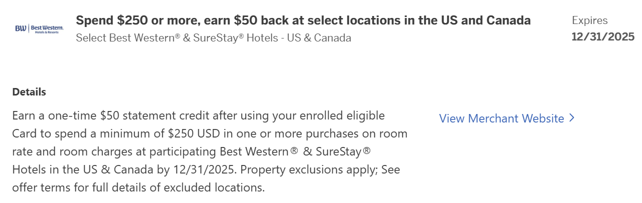 Best Western Amex Offer