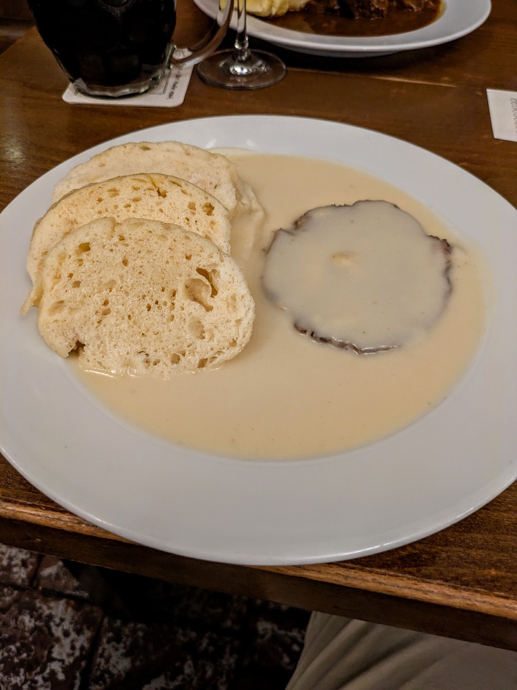 Boiled beef neck with bread dumplings at Lokál Dlouhááá
