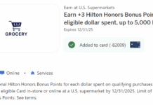 Hilton Amex Offers: Bonus 3x points on gas and grocery