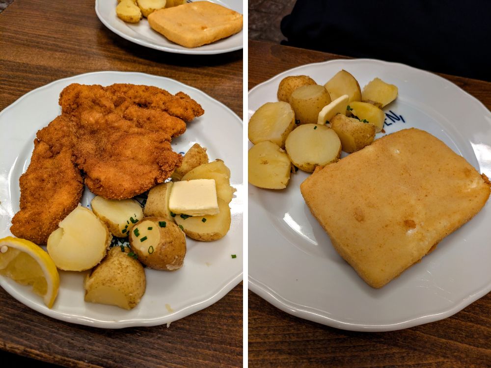 Lokál Dlouhááá in Prague - Chicken schnitzel & fried edam